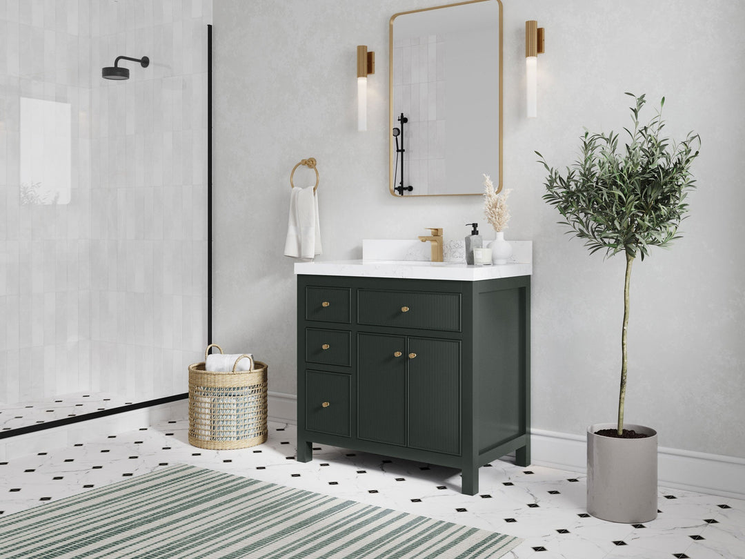 Sonoma 36 in. W x 22 in. D with Center Sink Bathroom Vanity | 
              
                Dark Forest Green
                
                  
             - SON_DGN_CA_GL_36CR - photo №2