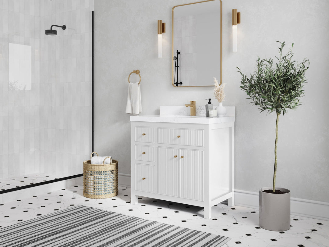 Sonoma 36 in. W x 22 in. D with Center Sink Bathroom Vanity | 
              
                White
                
                  
             - SON_WH_CA_GL_36CR - photo №2