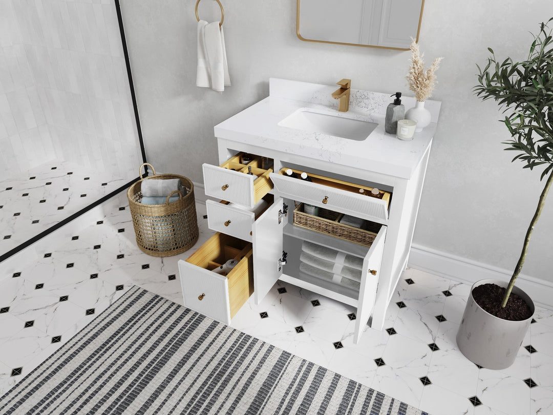 Sonoma 36 in. W x 22 in. D with Center Sink Bathroom Vanity | 
              
                White
                
                  
             - SON_WH_CA_GL_36CR - photo №3