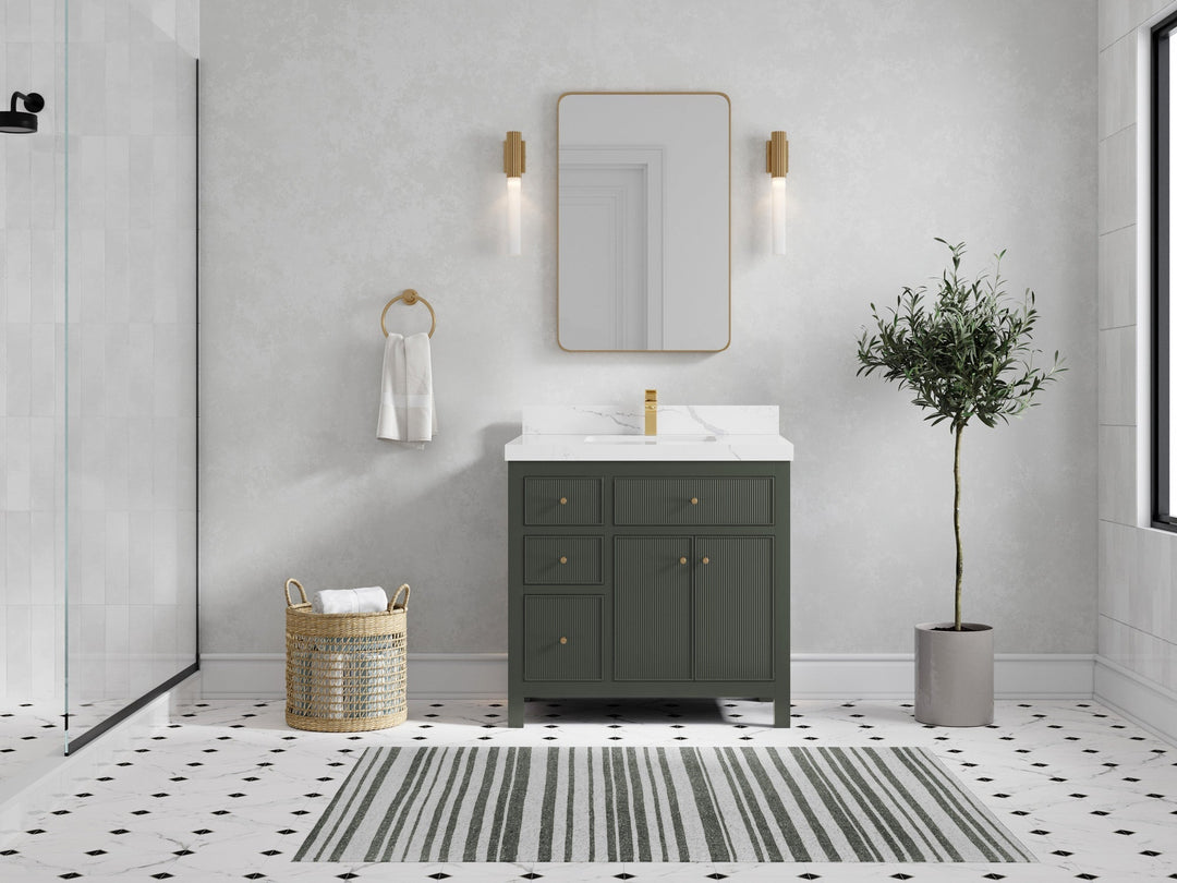 Sonoma 36 in. W x 22 in. D with Center Sink Bathroom Vanity | 
              
                Pewter Green
                
                  
             - SON_PGN_CA_GL_36CR - photo №4