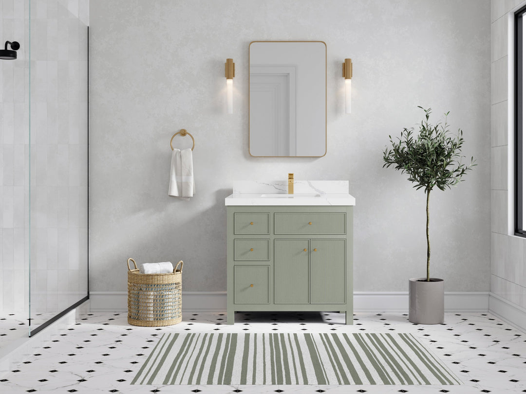 Sonoma 36 in. W x 22 in. D with Center Sink Bathroom Vanity | 
              
                Evergreen
                
                  
             - SON_EGN_CA_GL_36CR - photo №4