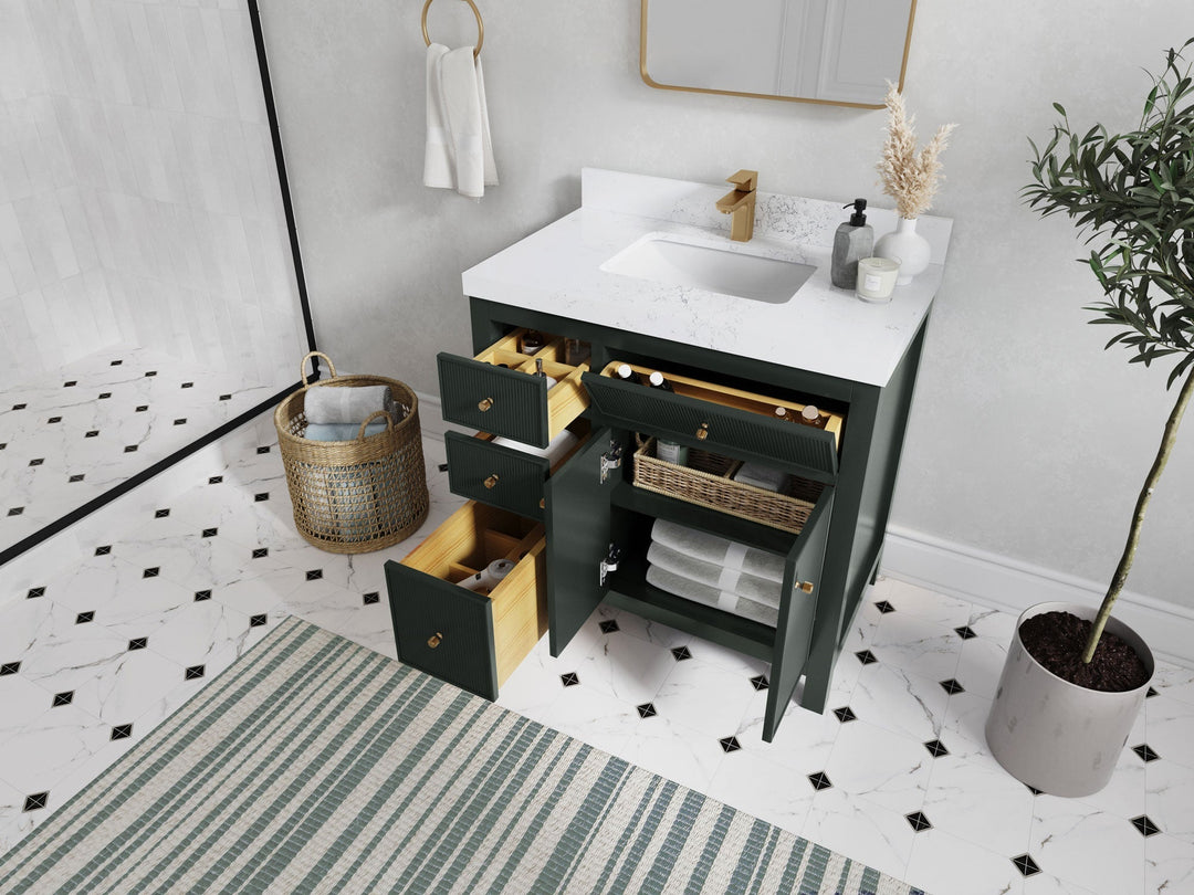 Sonoma 36 in. W x 22 in. D with Center Sink Bathroom Vanity | 
              
                Dark Forest Green
                
                  
             - SON_DGN_CA_GL_36CR - photo №3
