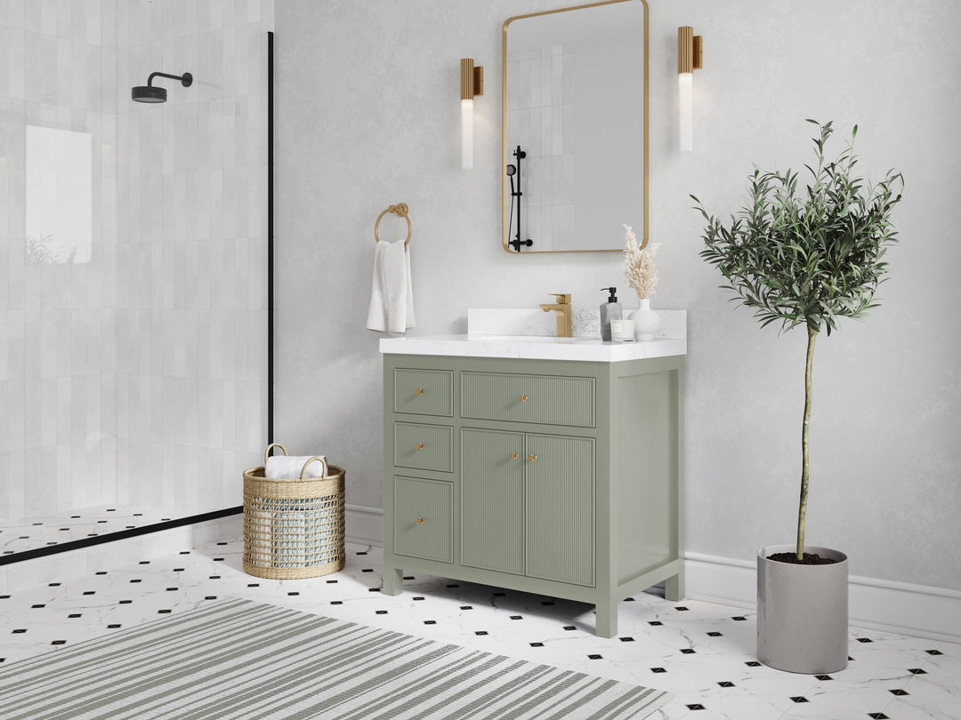 Sonoma 36 in. W x 22 in. D with Center Sink Bathroom Vanity | 
              
                Evergreen
                
                  
             - SON_EGN_CA_GL_36CR - photo №2