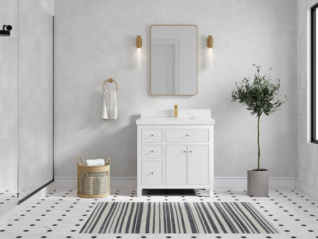 Sonoma 36 in. W x 22 in. D with Center Sink Bathroom Vanity | 
              
                White
                
                  
             - SON_WH_CA_GL_36CR - photo №4