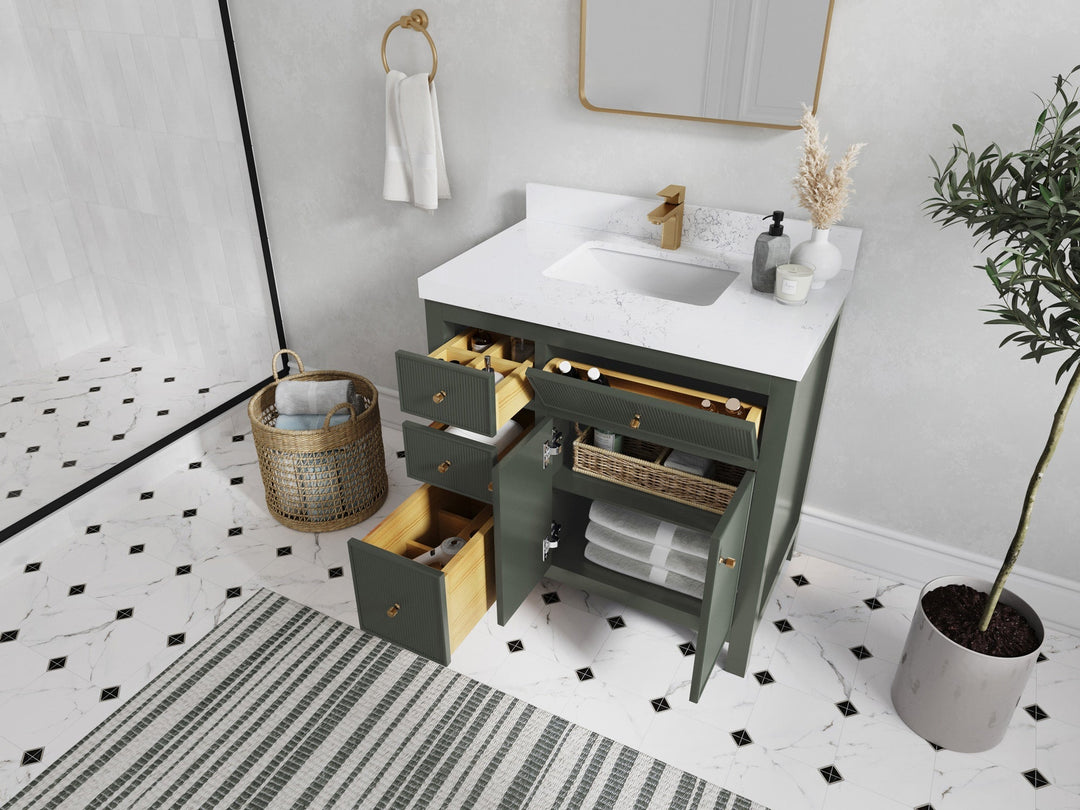 Sonoma 36 in. W x 22 in. D with Center Sink Bathroom Vanity | 
              
                Pewter Green
                
                  
             - SON_PGN_CA_GL_36CR - photo №3
