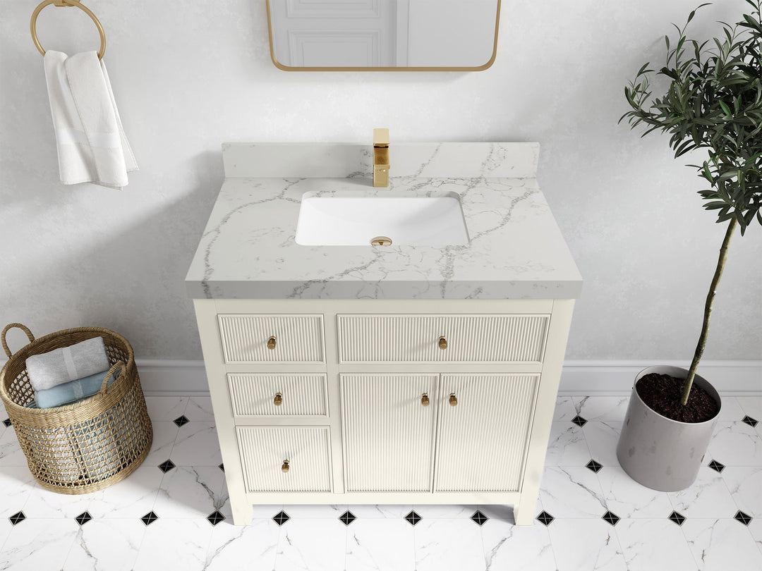 Sonoma 36 in. W x 22 in. D with Center Sink Bathroom Vanity | 
              
                Alabaster
                
                  
             - SON_ALB_CA_GL_36CR - photo №38