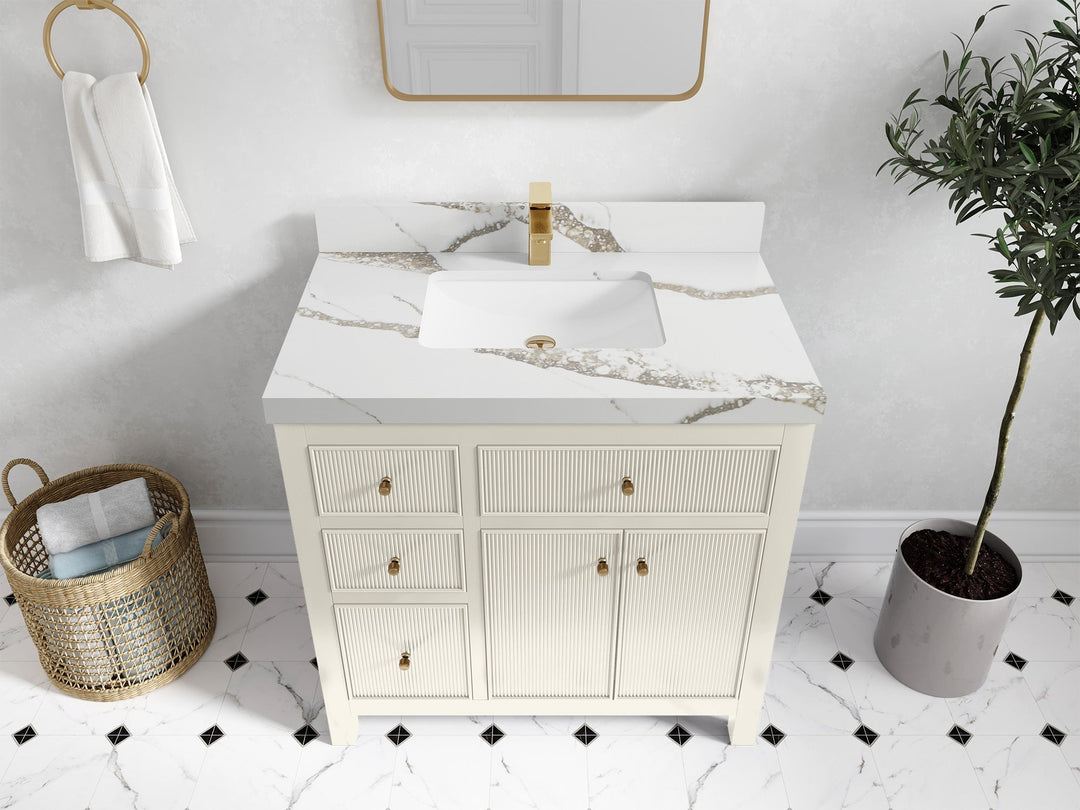 Sonoma 36 in. W x 22 in. D with Center Sink Bathroom Vanity | 
              
                Alabaster
                
                  
             - SON_ALB_CA_GL_36CR - photo №8