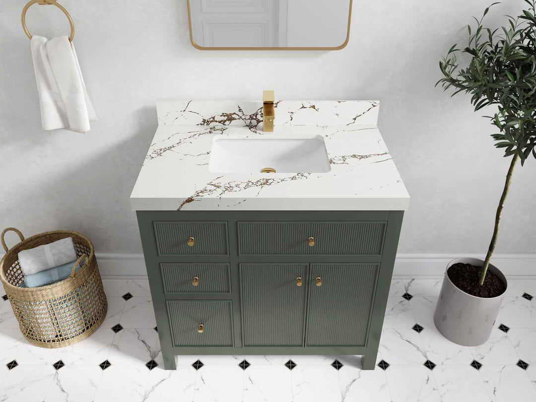 Sonoma 36 in. W x 22 in. D with Center Sink Bathroom Vanity | 
              
                Evergreen
                
                  
             - SON_EGN_CA_GL_36CR - photo №41