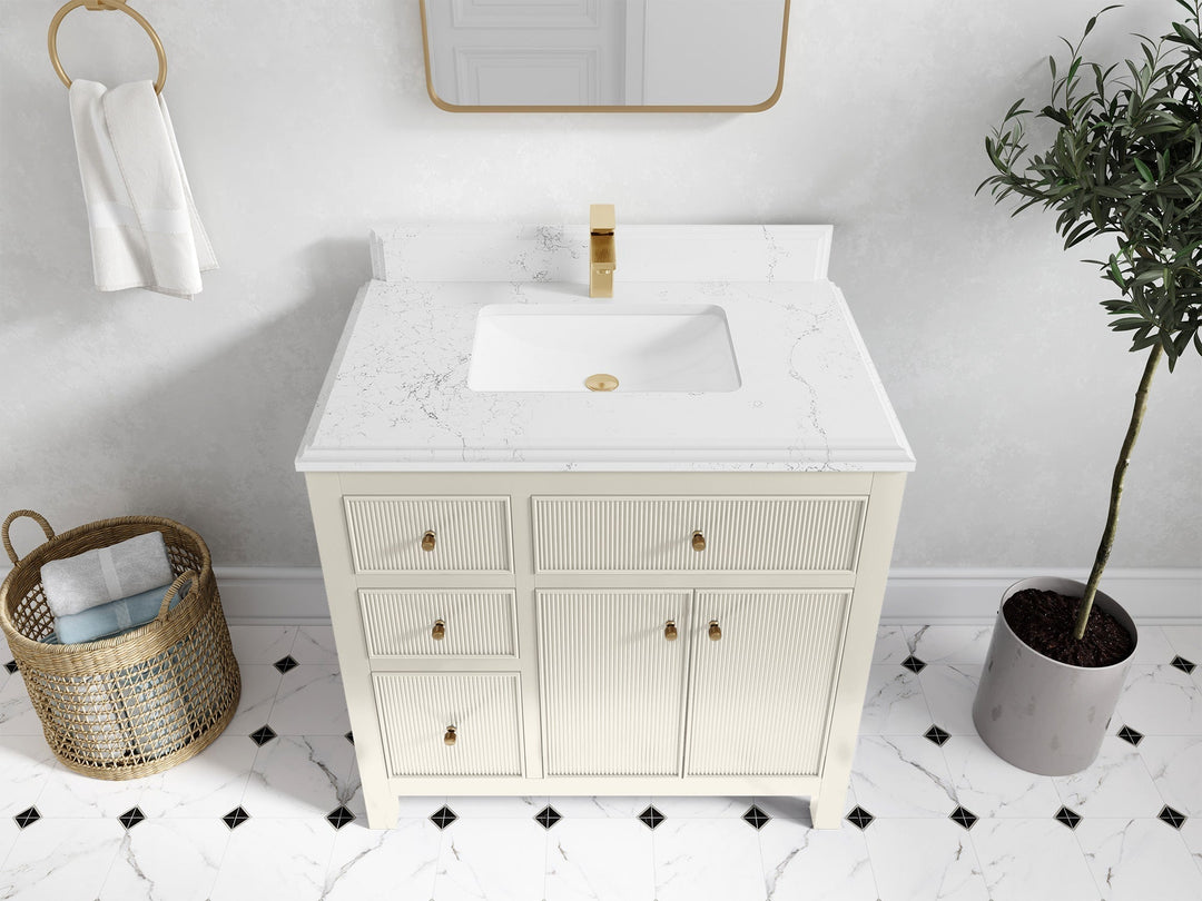 Sonoma 36 in. W x 22 in. D with Center Sink Bathroom Vanity | 
              
                Alabaster
                
                  
             - SON_ALB_CA_GL_36CR - photo №22