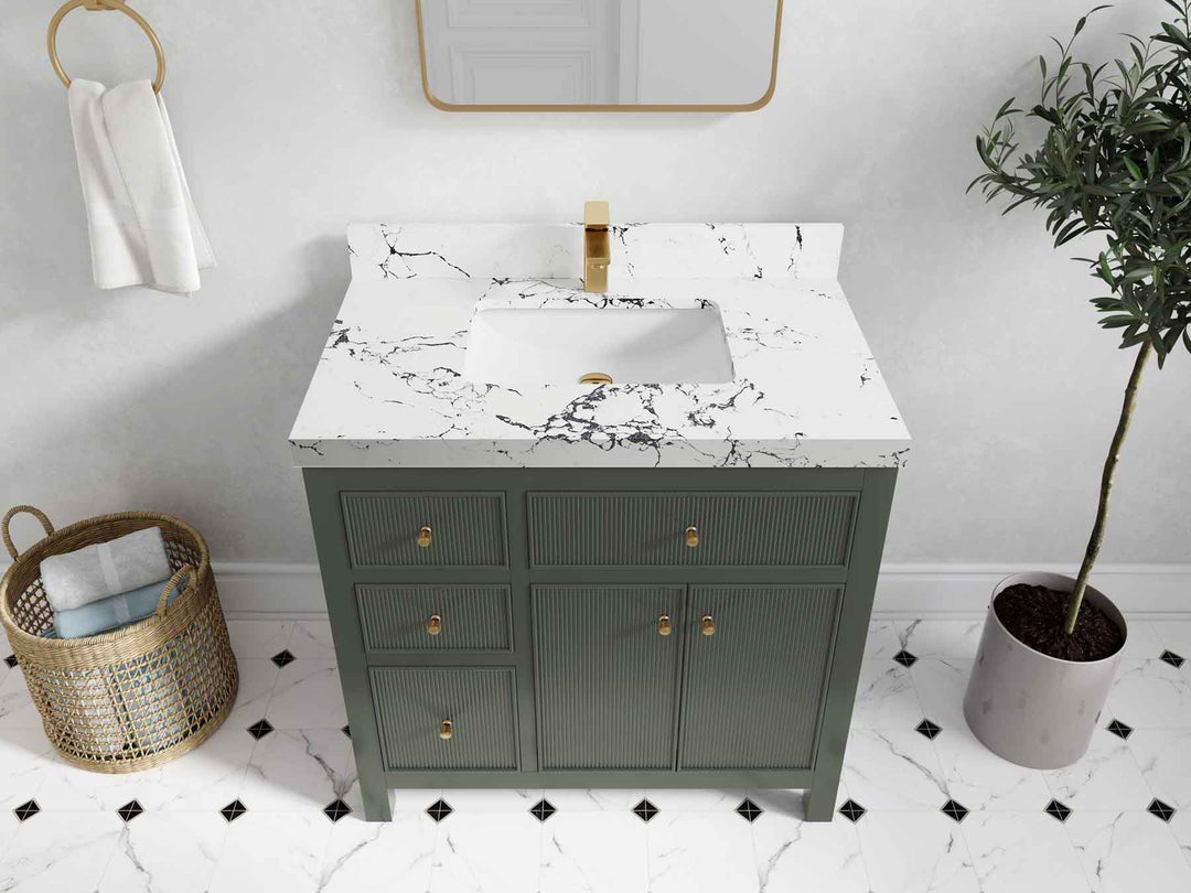 Sonoma 36 in. W x 22 in. D with Center Sink Bathroom Vanity | 
              
                Evergreen
                
                  
             - SON_EGN_CA_GL_36CR - photo №45