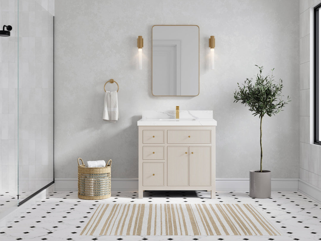 Sonoma 36 in. W x 22 in. D with Center Sink Bathroom Vanity | 
              
                 Fine Grain Linen Beige
                
                  
             - SON_FNG_CA_GL_36CR - photo №4