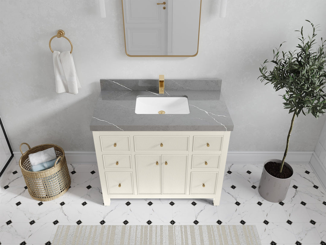 Sonoma 42 in W x 22 in D Free Standing Reeded Single Sink Bathroom Vanity - Willow Bath and Vanity