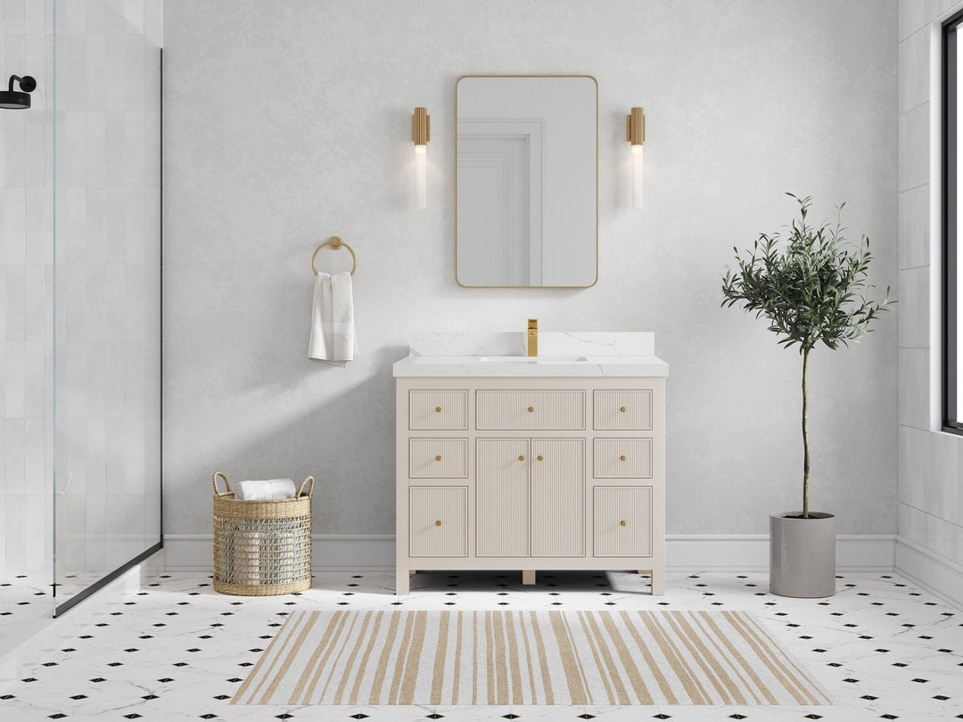 Sonoma 42 in W x 22 in D Free Standing Reeded Single Sink Bathroom Vanity - Willow Bath and Vanity