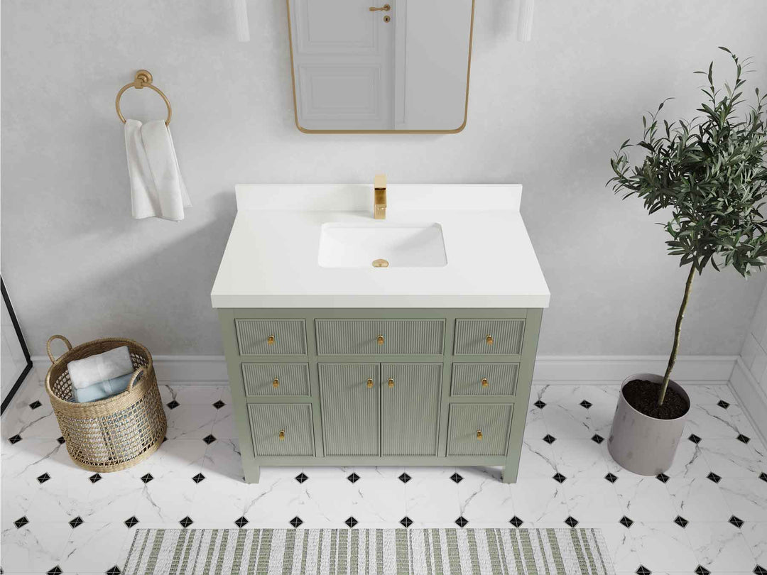 Sonoma 42 in W x 22 in D Free Standing Reeded Single Sink Bathroom Vanity | 
              
                Evergreen
                
                  
             - SON_EGN_BRS_42 - photo №29