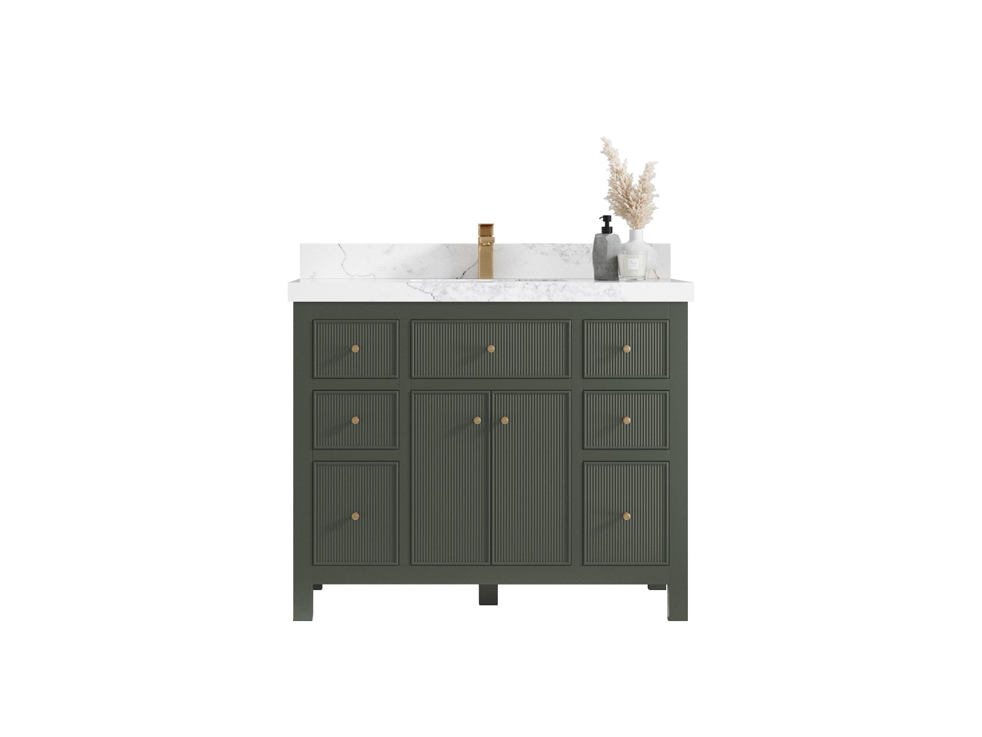 Sonoma 42 in W x 22 in D Free Standing Reeded Single Sink Bathroom Vanity - Willow Bath and Vanity