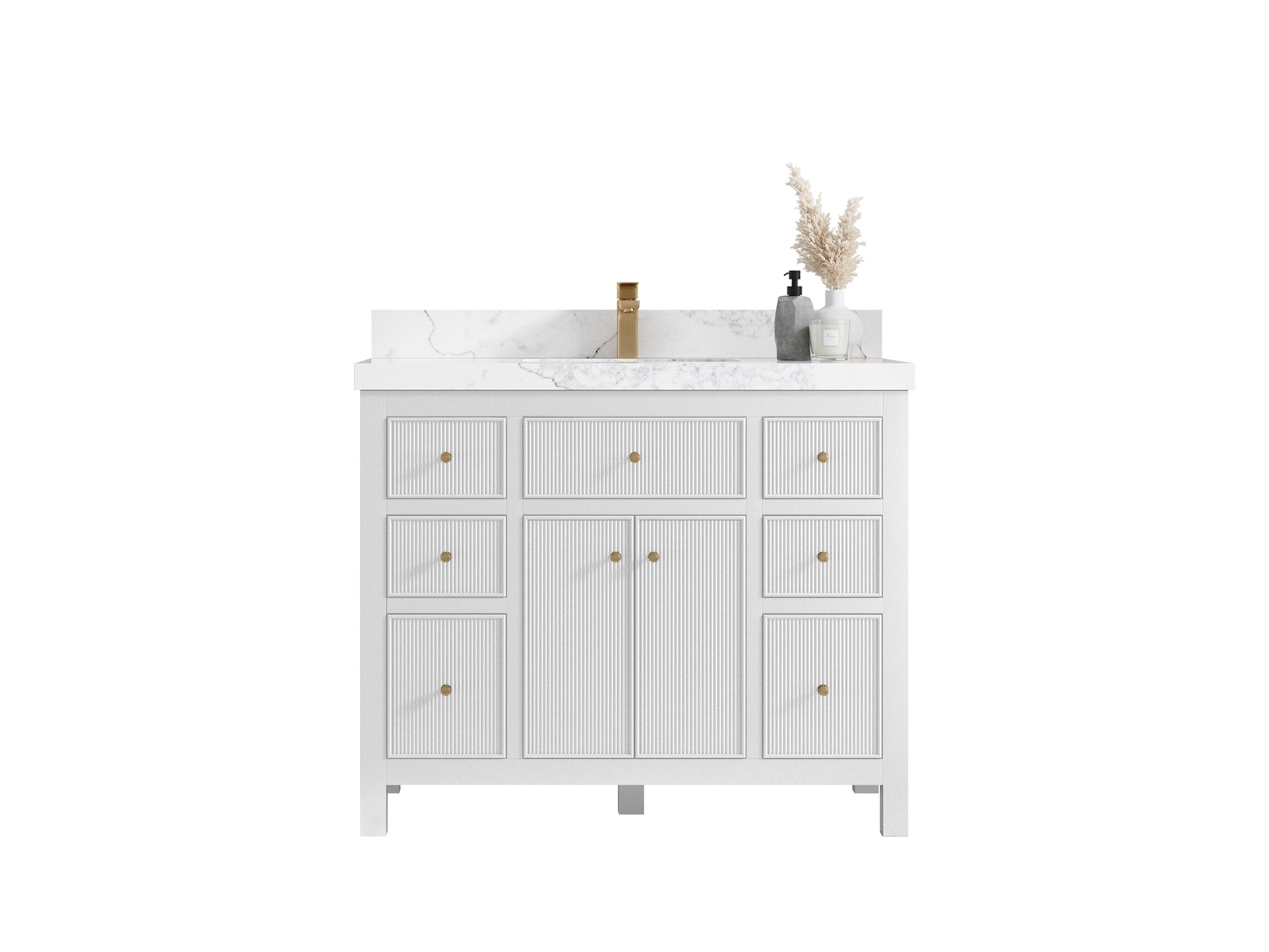 Sonoma 42 in W x 22 in D Free Standing Reeded Single Sink Bathroom Vanity - Willow Bath and Vanity