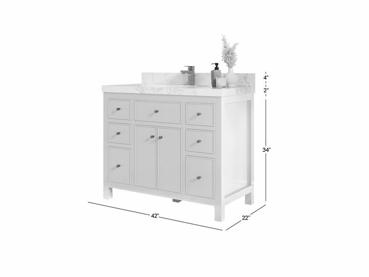 Sonoma 42 in W x 22 in D Free Standing Reeded Single Sink Bathroom Vanity - photo 2