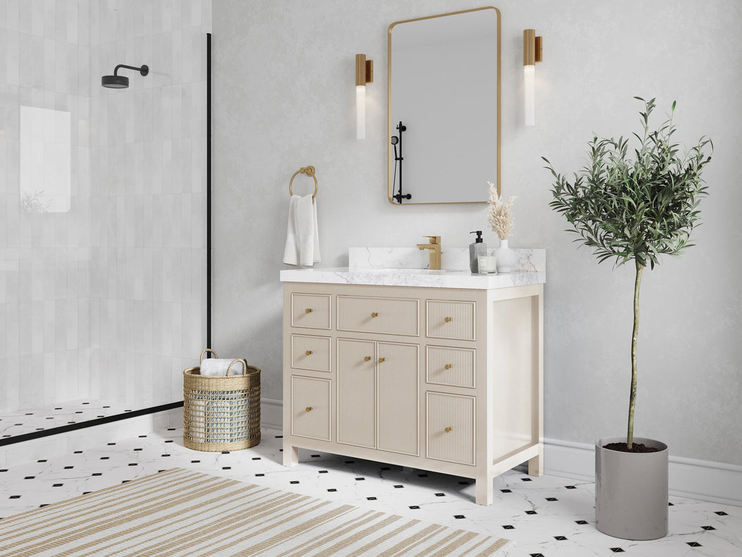 Sonoma 42 in W x 22 in D Free Standing Reeded Single Sink Bathroom Vanity - Willow Bath and Vanity