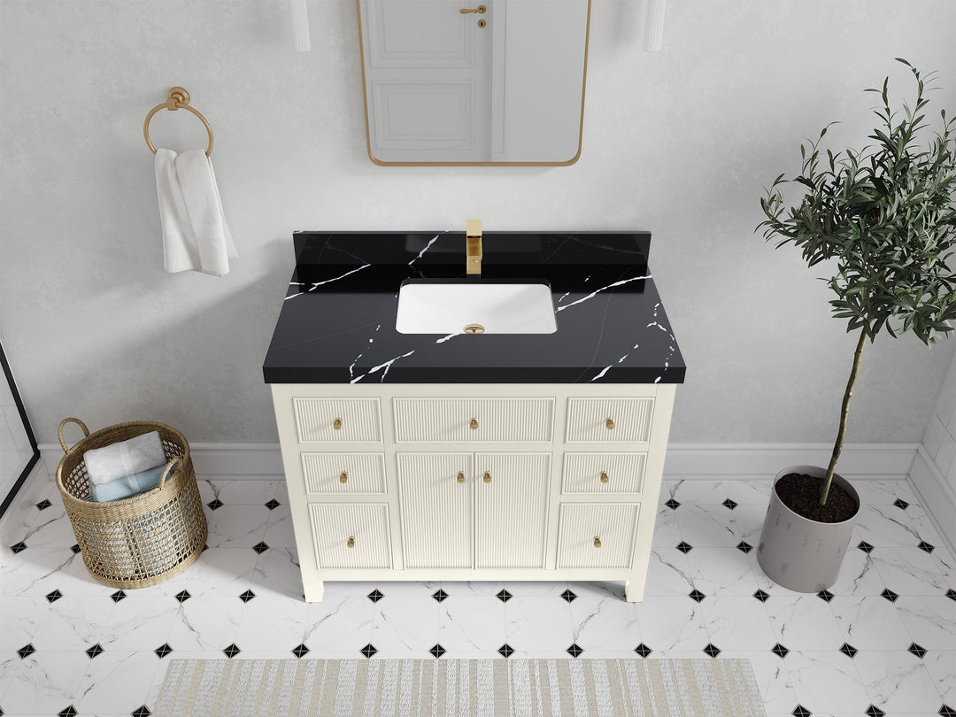 Sonoma 42 in W x 22 in D Free Standing Reeded Single Sink Bathroom Vanity - Willow Bath and Vanity