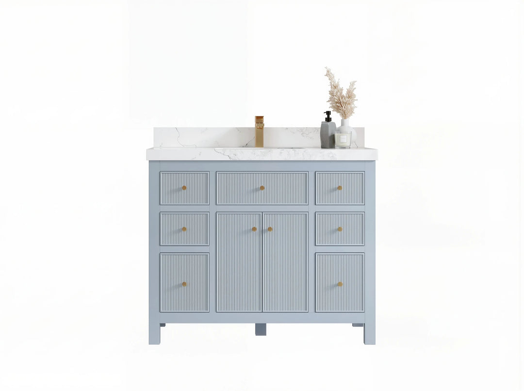 Sonoma 42 in W x 22 in D Free Standing Reeded Single Sink Bathroom Vanity | 
              
                Blue Heather
                
                  
             - SON-CAB-BLU-41 - photo №1