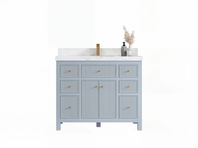 Sonoma 42 in W x 22 in D Free Standing Reeded Single Sink Bathroom Vanity - Willow Bath and Vanity