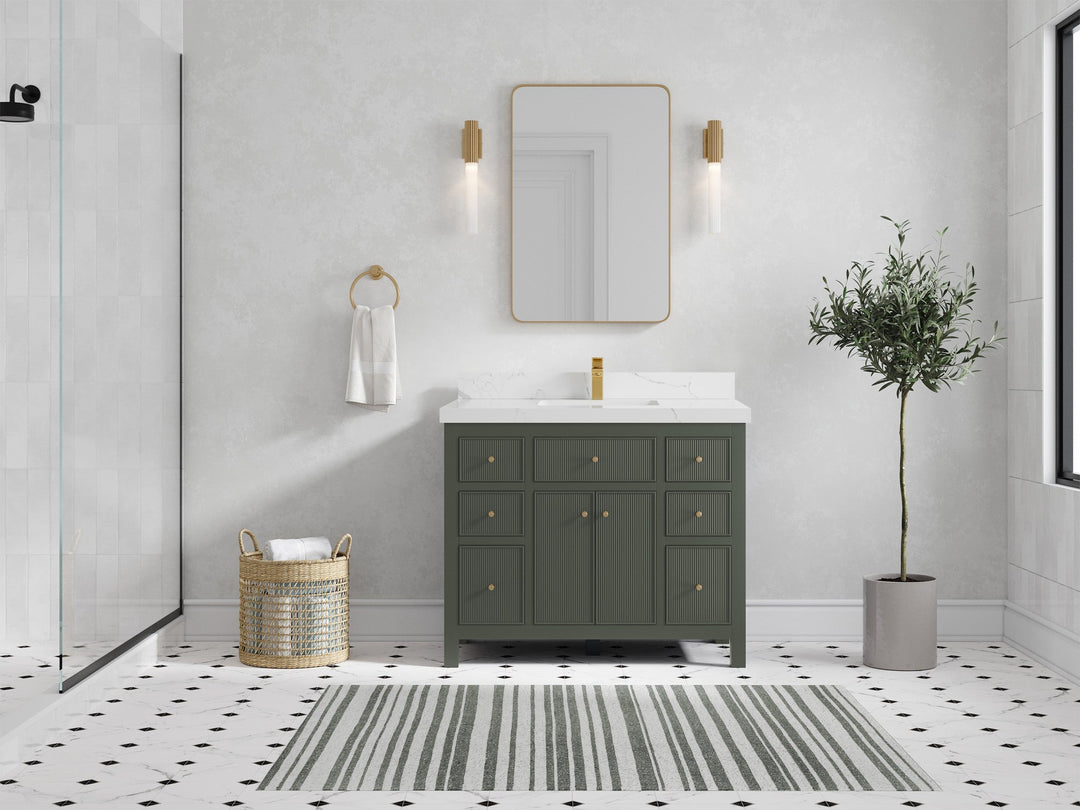 Sonoma 42 in W x 22 in D Free Standing Reeded Single Sink Bathroom Vanity - Willow Bath and Vanity