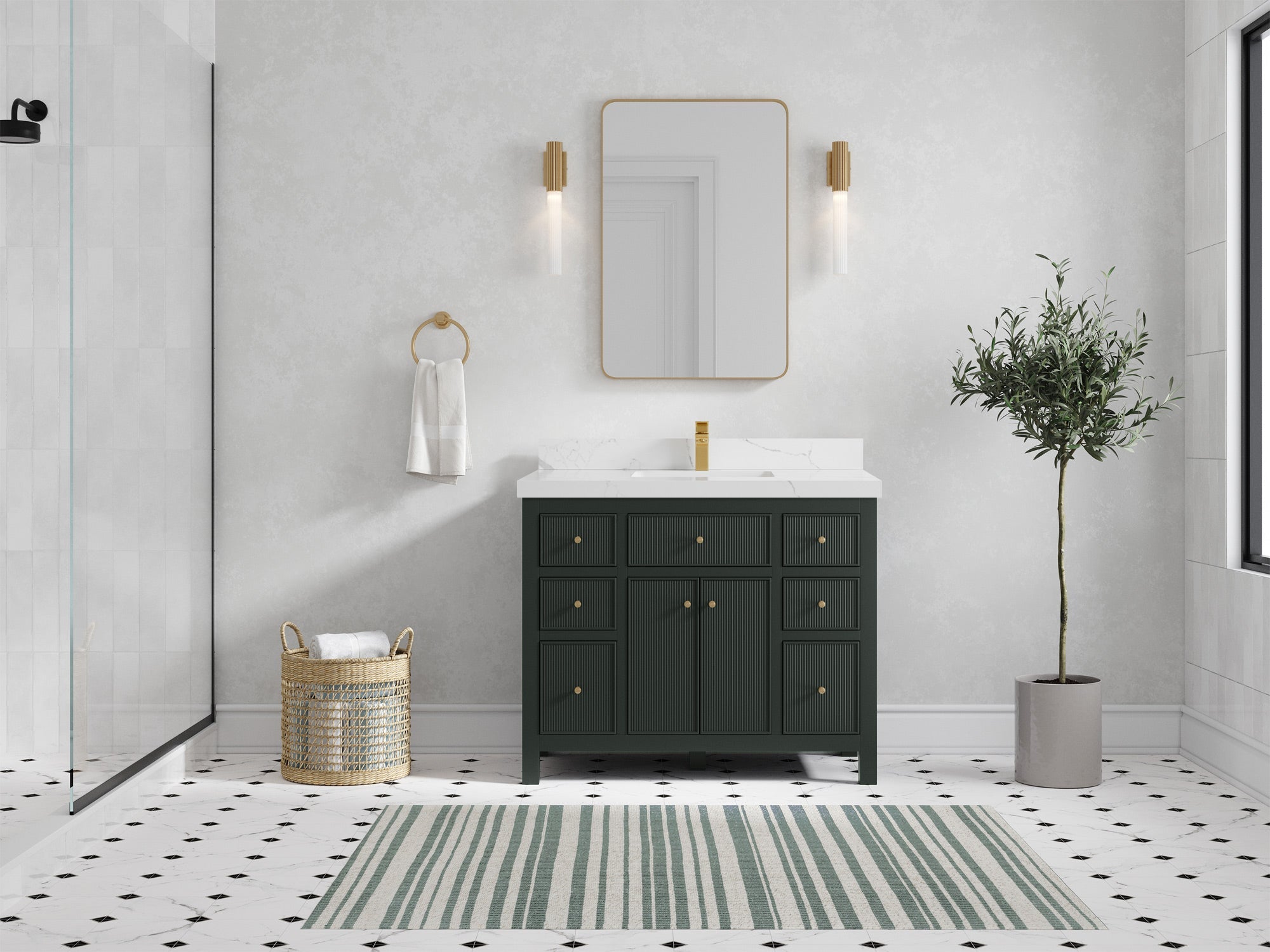 Sonoma 42 in W x 22 in D Free Standing Reeded Single Sink Bathroom Vanity - Willow Bath and Vanity