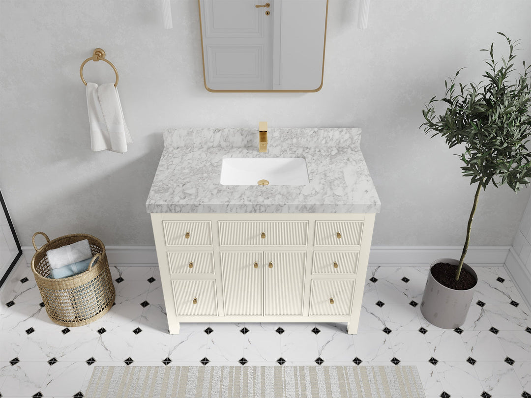 Sonoma 42 in W x 22 in D Free Standing Reeded Single Sink Bathroom Vanity - Willow Bath and Vanity