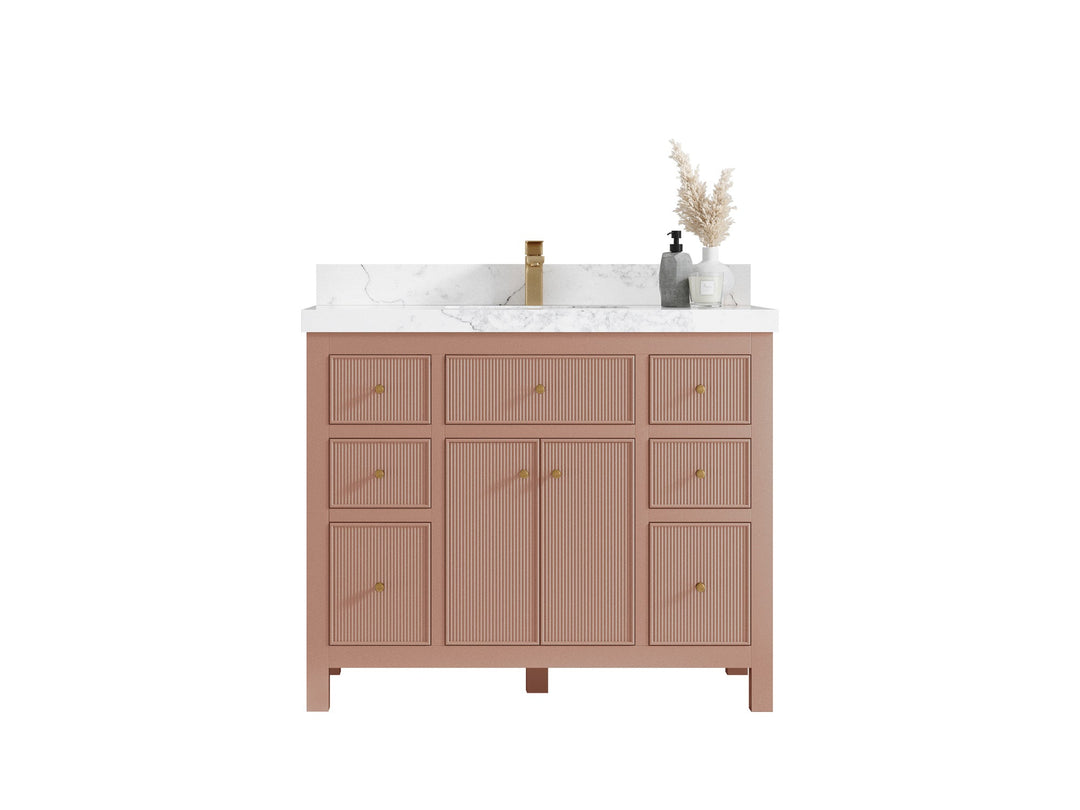 Sonoma 42 in W x 22 in D Free Standing Reeded Single Sink Bathroom Vanity - Willow Bath and Vanity