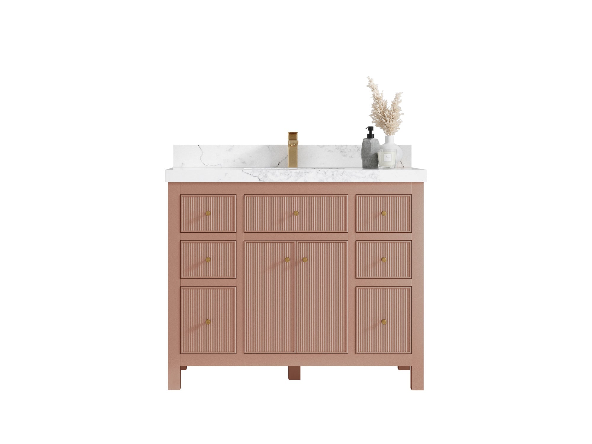 Sonoma 42 in W x 22 in D Free Standing Reeded Single Sink Bathroom Vanity - Willow Bath and Vanity