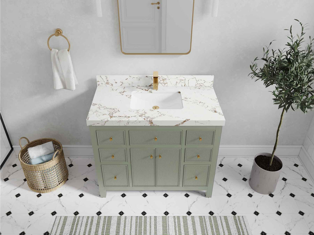Sonoma 42 in W x 22 in D Free Standing Reeded Single Sink Bathroom Vanity | 
              
                Evergreen
                
                  
             - SON_EGN_BRS_42 - photo №27