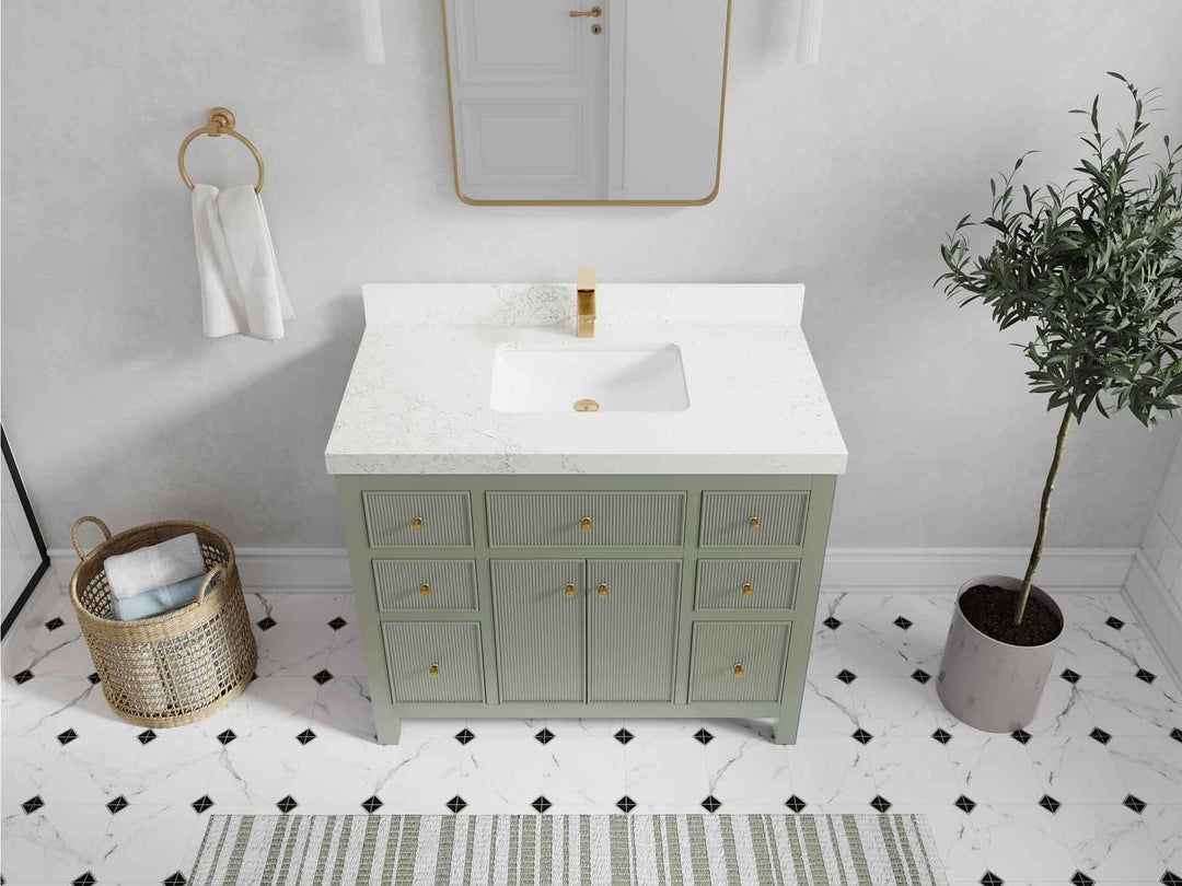 Sonoma 42 in W x 22 in D Free Standing Reeded Single Sink Bathroom Vanity | 
              
                Evergreen
                
                  
             - SON_EGN_BRS_42 - photo №20
