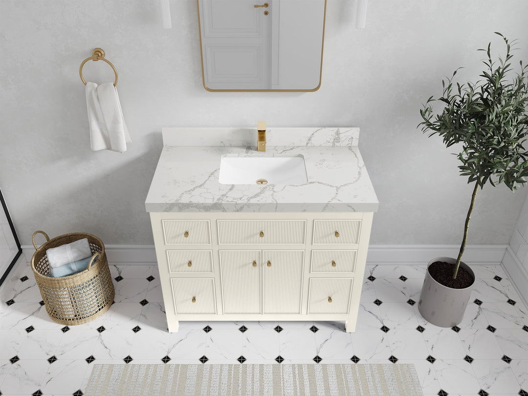 Sonoma 42 in W x 22 in D Free Standing Reeded Single Sink Bathroom Vanity - Willow Bath and Vanity