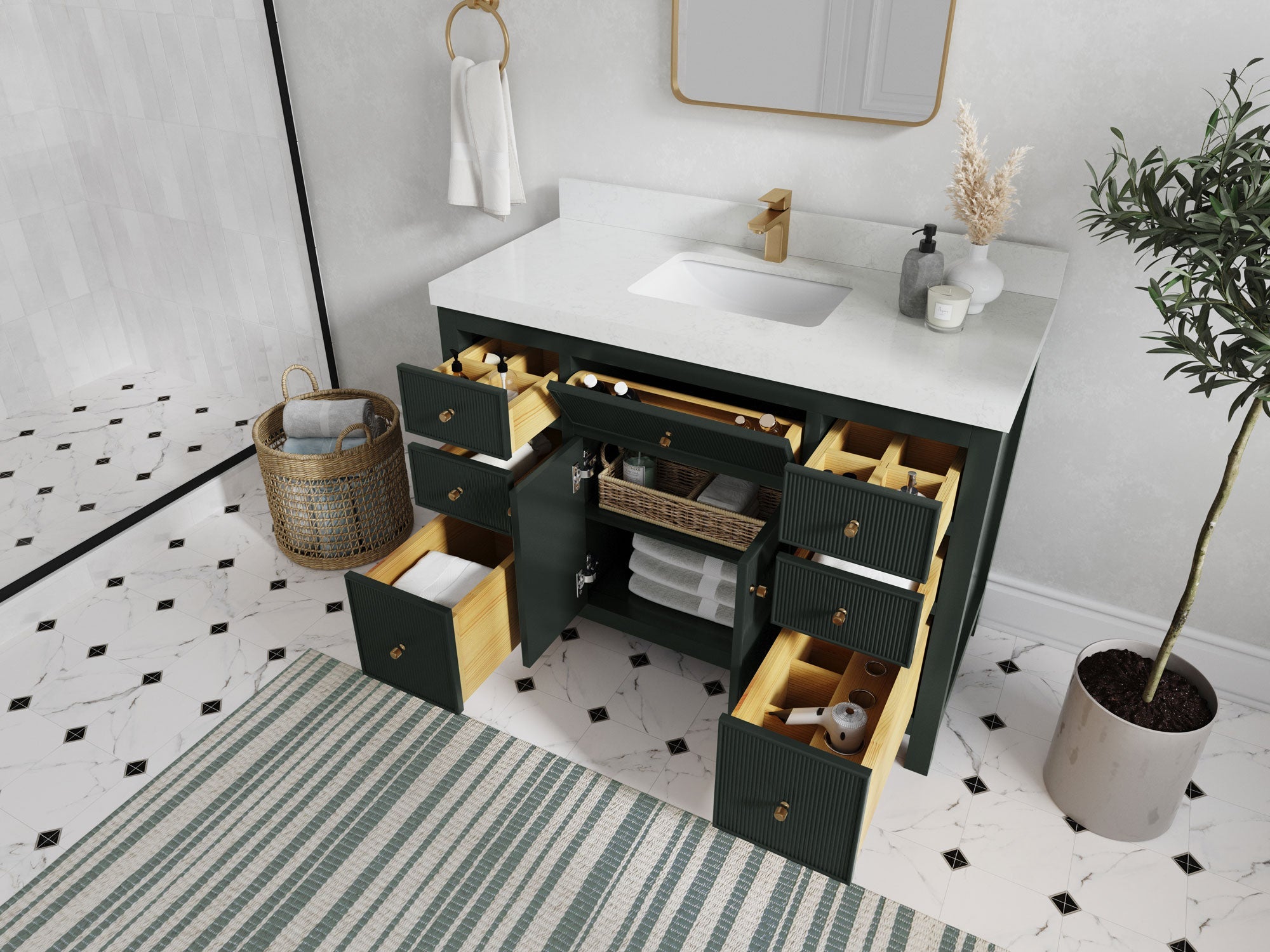 Sonoma 48 in W x 22 in D Free Standing Reeded Single Sink Bathroom Vanity - Willow Bath and Vanity