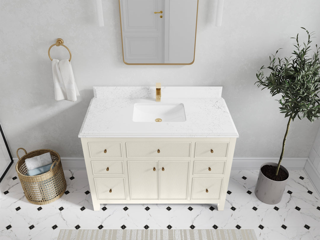 Sonoma 48 in W x 22 in D Free Standing Reeded Single Sink Bathroom Vanity - Willow Bath and Vanity