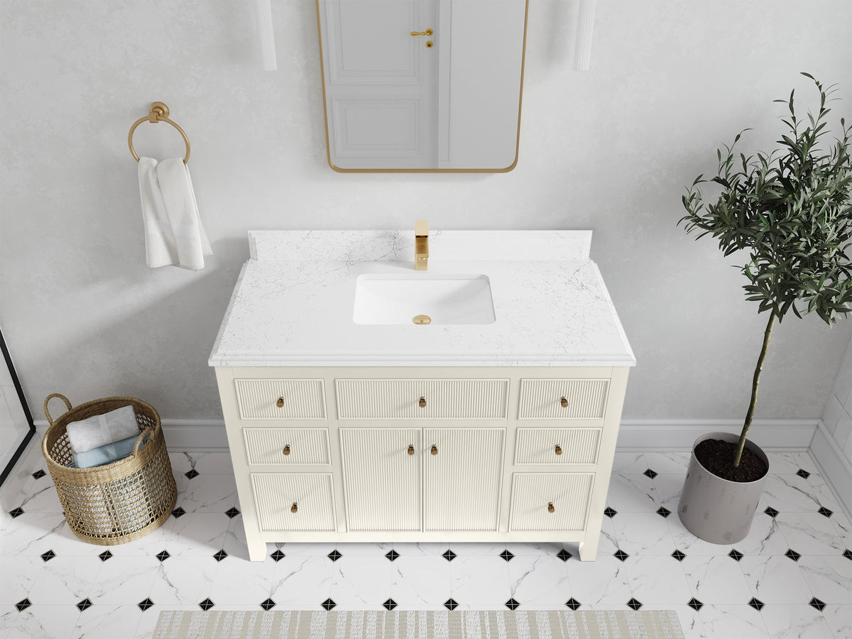 Sonoma 48 in W x 22 in D Free Standing Reeded Single Sink Bathroom Vanity - Willow Bath and Vanity