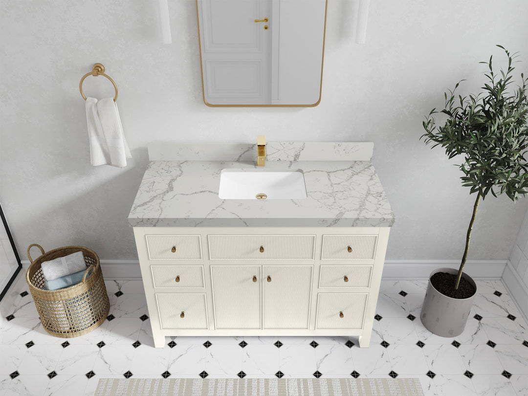 Sonoma 48 in W x 22 in D Free Standing Reeded Single Sink Bathroom Vanity - Willow Bath and Vanity