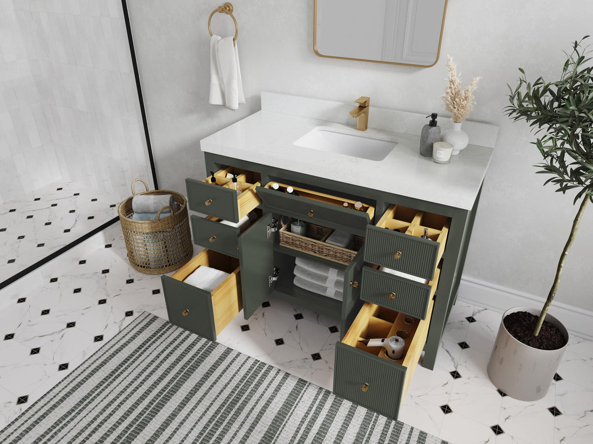 Sonoma 48 in W x 22 in D Free Standing Reeded Single Sink Bathroom Vanity - Willow Bath and Vanity
