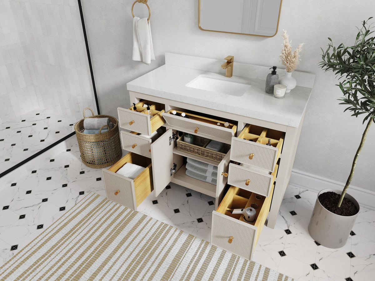 Sonoma 48 in W x 22 in D Free Standing Reeded Single Sink Bathroom Vanity - Willow Bath and Vanity