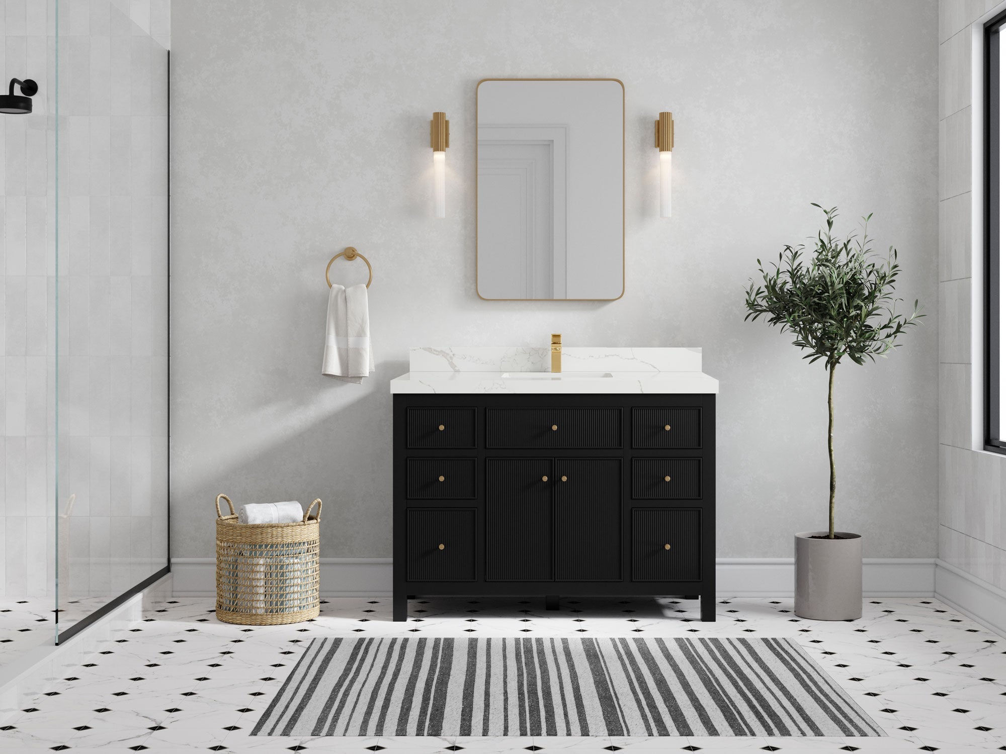 Sonoma 48 in W x 22 in D Free Standing Reeded Single Sink Bathroom Vanity - Willow Bath and Vanity