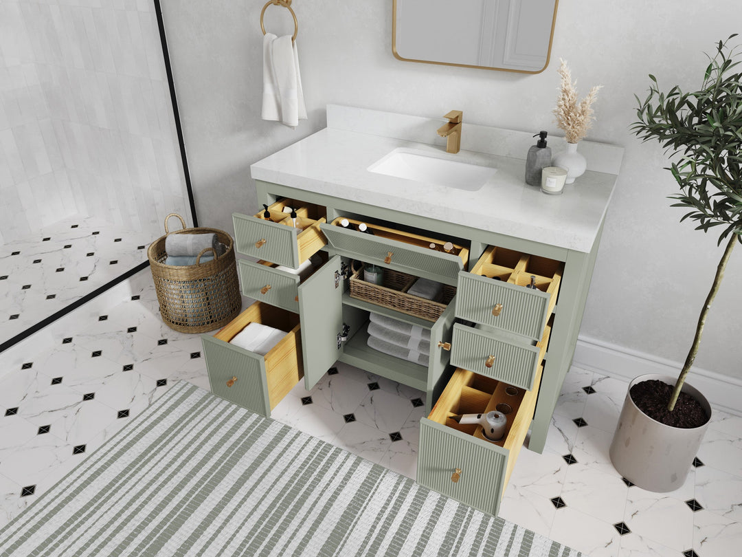 Sonoma 48 in W x 22 in D Free Standing Reeded Single Sink Bathroom Vanity - Willow Bath and Vanity