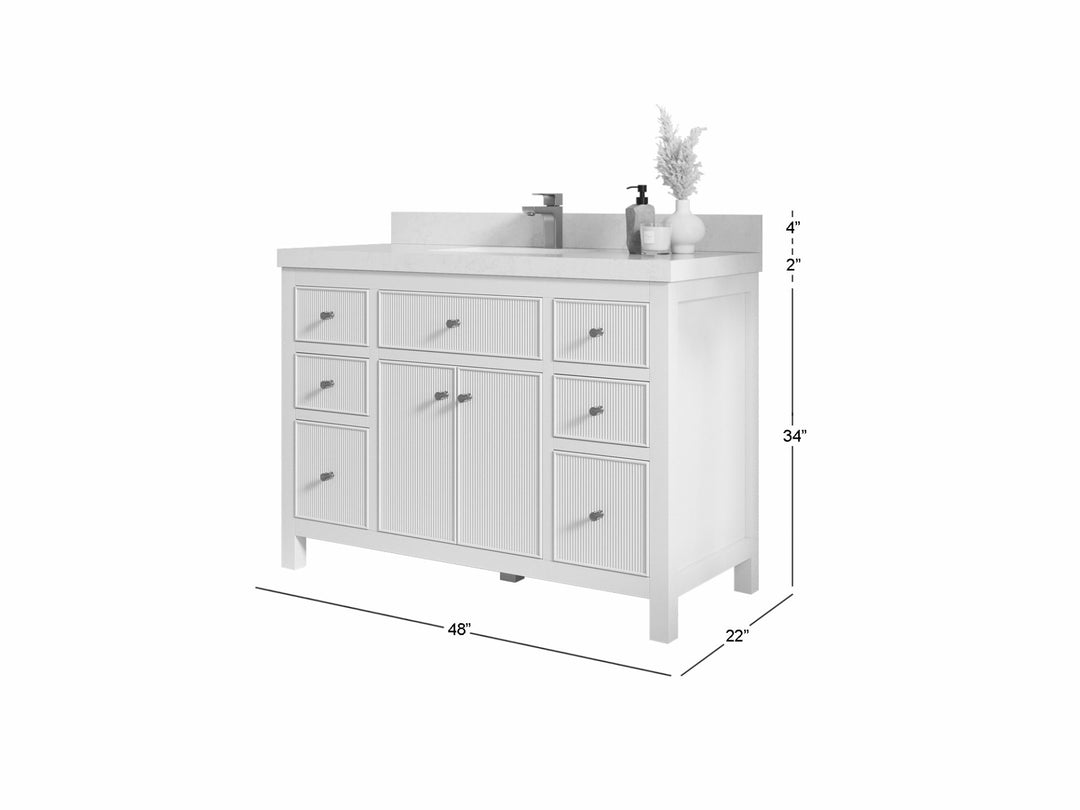Sonoma 48 in W x 22 in D Free Standing Reeded Single Sink Bathroom Vanity | 
              
                Blue Heather
                
                  
             - SON_BLU_BRS_48S - photo №2