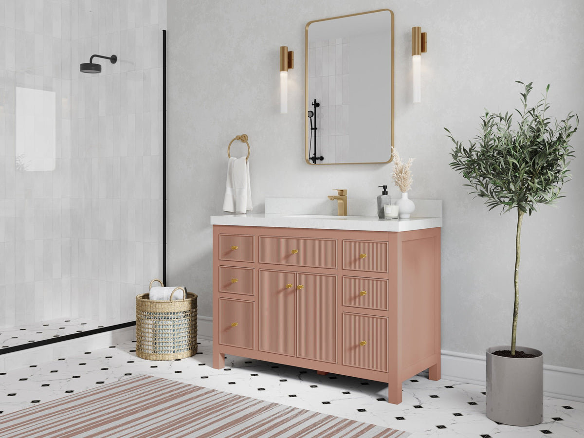 Sonoma 48 in W x 22 in D Free Standing Reeded Single Sink Bathroom Vanity - Willow Bath and Vanity