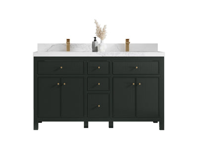 Sonoma 60 in W x 22 in D Free Standing Reeded Double Sink Bathroom Vanity - Willow Bath and Vanity