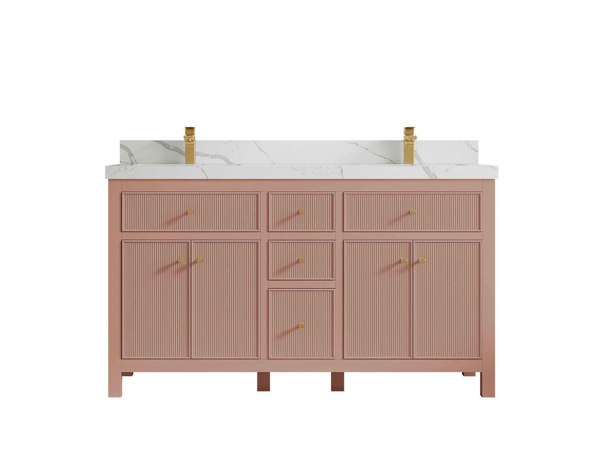 Sonoma 60 in W x 22 in D Free Standing Reeded Double Sink Bathroom Vanity - Willow Bath and Vanity