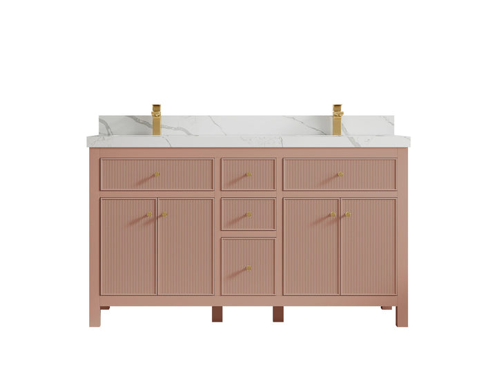 Sonoma 60 in W x 22 in D Free Standing Reeded Double Sink Bathroom Vanity - photo 13