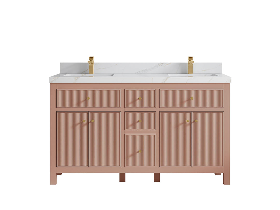 Sonoma 60 in W x 22 in D Free Standing Reeded Double Sink Bathroom Vanity - Willow Bath and Vanity