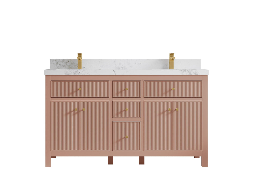 Sonoma 60 in W x 22 in D Free Standing Reeded Double Sink Bathroom Vanity - Willow Bath and Vanity
