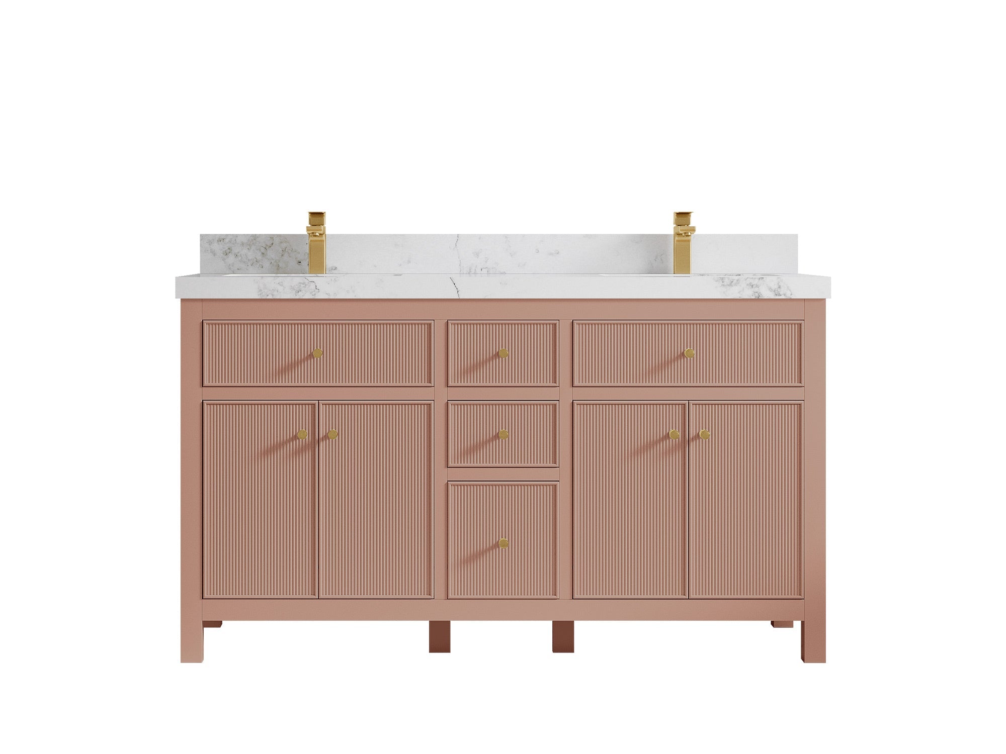 Sonoma 60 in W x 22 in D Free Standing Reeded Double Sink Bathroom Vanity - Willow Bath and Vanity