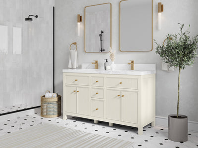 Sonoma 60 in W x 22 in D Free Standing Reeded Double Sink Bathroom Vanity - Willow Bath and Vanity